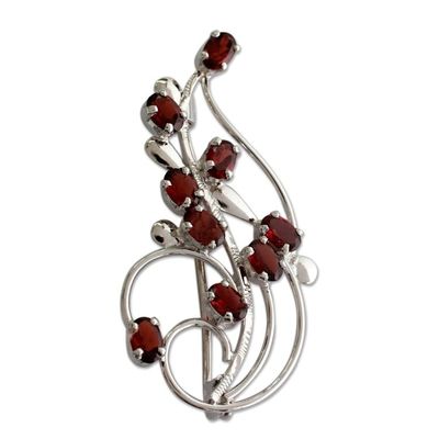 Alternate image for Floral Garnet and Sterling Silver Brooch Pin My Bouquet