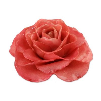 Alternate image for Artisan Crafted Natural Rose Brooch in Pink from Thailand Rosy Mood in Pink