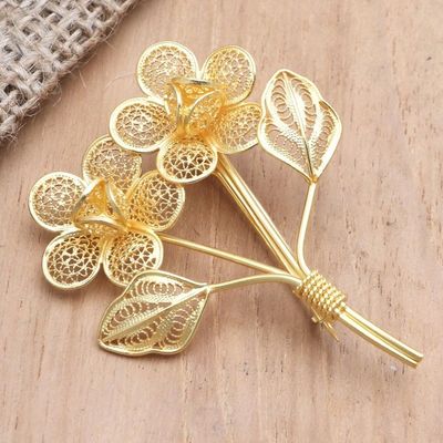 Alternate image for Gold-Plated Filigree Flower Bouquet Brooch Valentine Bouquet