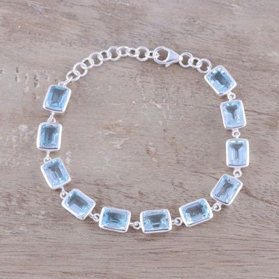 Alternate image for Rectangular Blue Topaz Link Bracelet from India Watery Rectangles