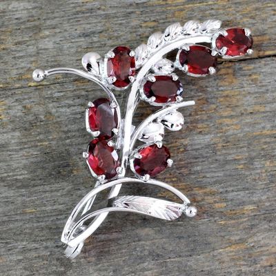 Alternate image for 7 Carats Garnet and Sterling Silver Brooch Pin from India Spectacular