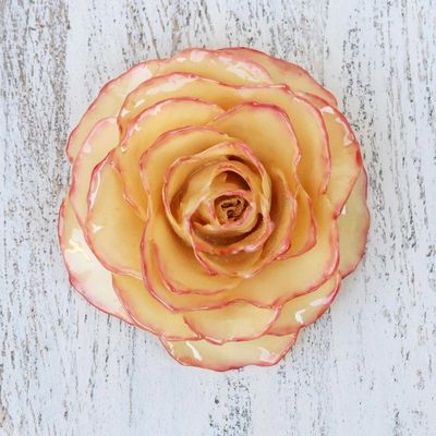 Alternate image for Artisan Crafted Natural Rose Brooch from Thailand Rosy Mood