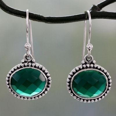 Alternate image for Lush Green Onyx on Sterling Silver Earrings from India Green Transformation
